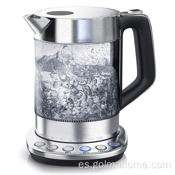 Caldera de agua Speed-Boil Indicador LED Caldera de agua de 1.7L Hervidor de té eléctrico de vidrio sin BPA